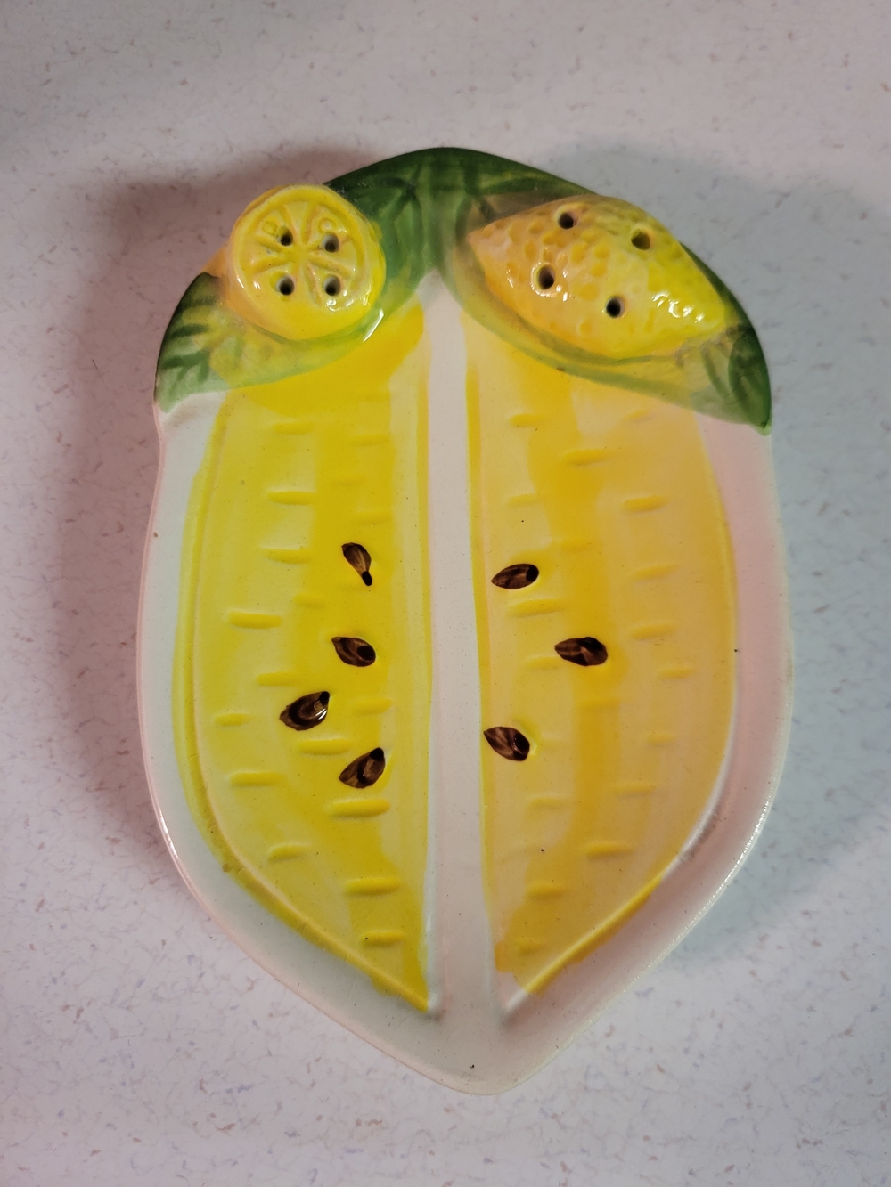 Vintage Lemon Wedge Dish with Toothpick Holder Ceramic Plate